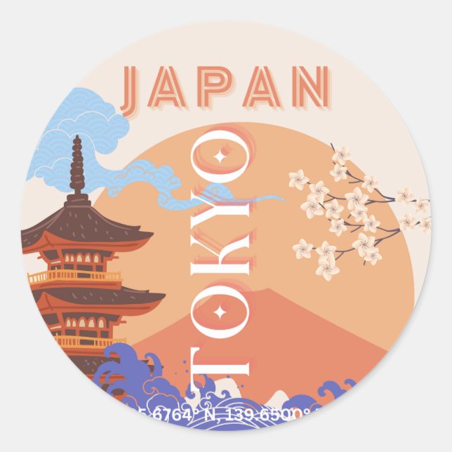 Tokyo Japan Travel Art Classic Round Sticker (Front)