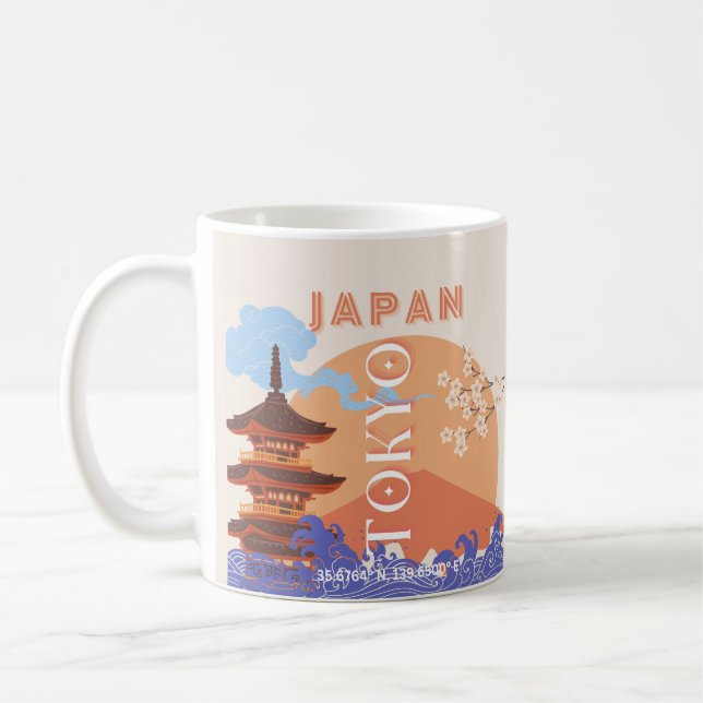 Tokyo Japan Travel Art Coffee Mug (Left)