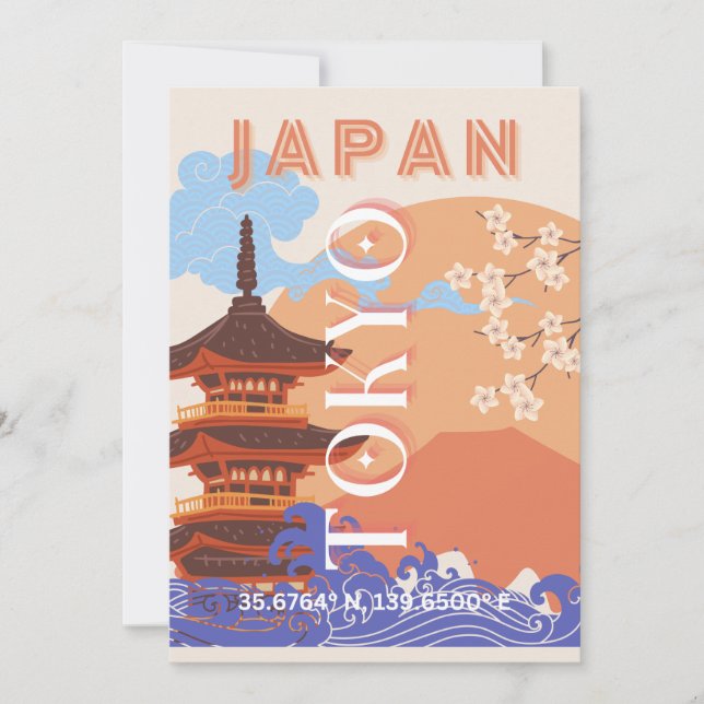 Tokyo Japan Travel Art Holiday Card (Front)