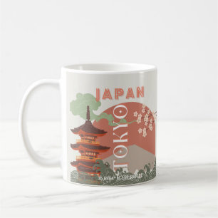 Tokyo Japan Travel Art, Retro Travel Art Coffee Mug