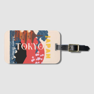 Tokyo Japan Travel Art, Retro Travel Art Luggage Tag