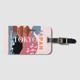 Tokyo Japan Travel Art, Retro Travel Art Luggage Tag