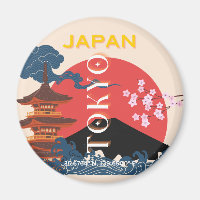 Tokyo Japan Travel Art, Retro Travel Art