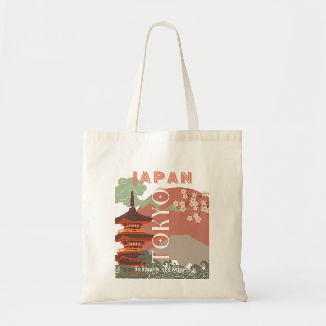 Tokyo Japan Travel Art, Retro Travel Art Tote Bag (Front)