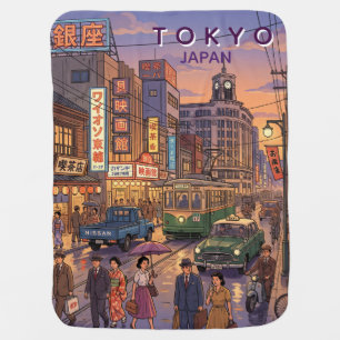 Tokyo Japan Travel Art Vintage Baby Blanket