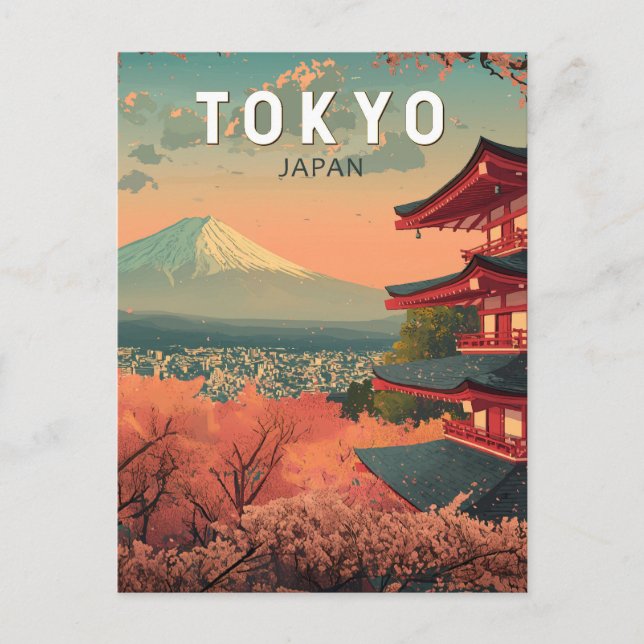 Tokyo Japan Travel Art Vintage Postcard (Front)