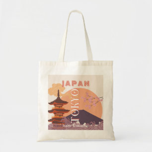 Tokyo Japan Travel Art, Vintage Travel Art Tote Bag