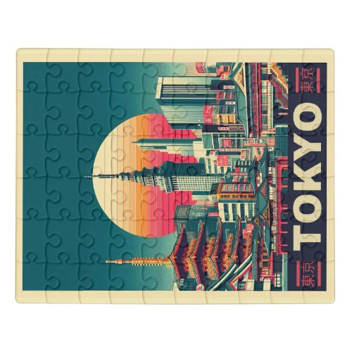Tokyo Japan travel RETRO gifts  Jigsaw Puzzle