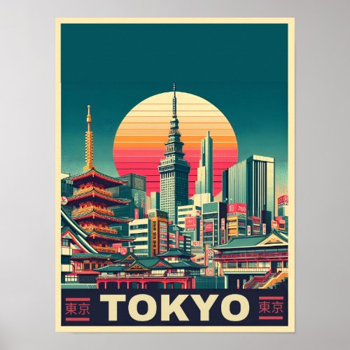 Tokyo Japan travel RETRO gifts  Poster
