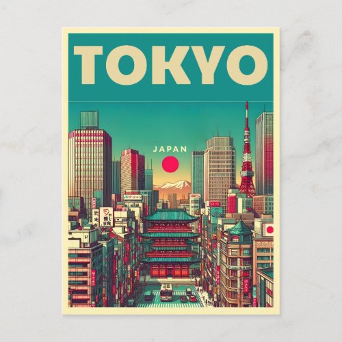 Tokyo Japan travel vintage gifts  Postcard