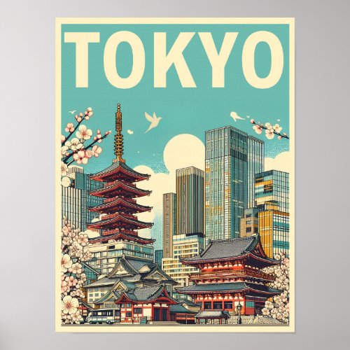 Tokyo Japan travel vintage gifts  Poster