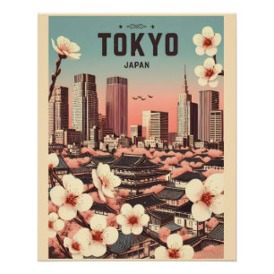Tokyo Japan travel vintage gifts Poster