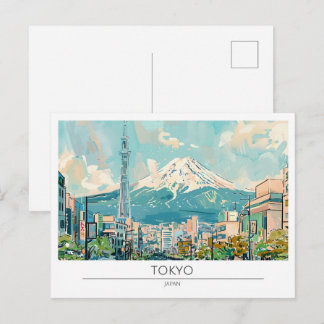Tokyo Japan Vintage Art Illustration Travel Postcard