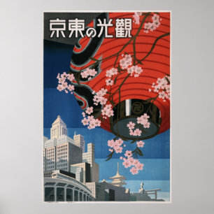 Tokyo Japan vintage travel poster