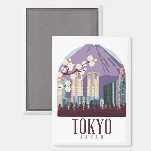 Tokyo Japan – Vintage Travel Poster Style  Magnet (Front/Back)