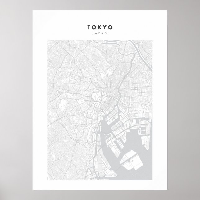 Tokyo - Japan White City Map Poster (Front)