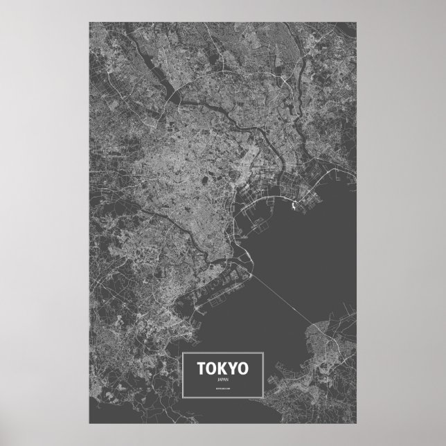 Tokyo, Japan (white on black) Poster (Front)