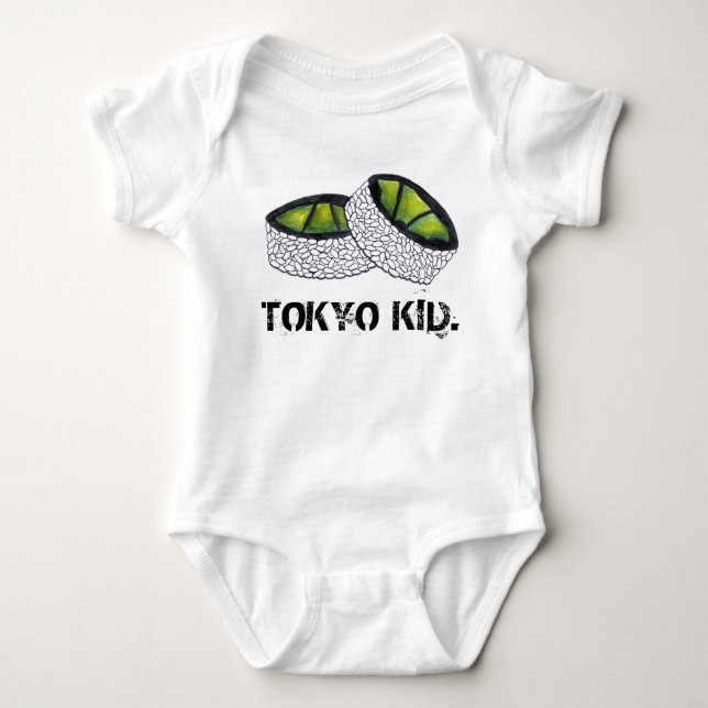 Tokyo Kid Japan Japanese Food Avocado Sushi Roll Baby Bodysuit (Front)