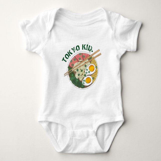Tokyo Kid Japan Japanese Food Ramen Noodle Bowl Baby Bodysuit (Front)