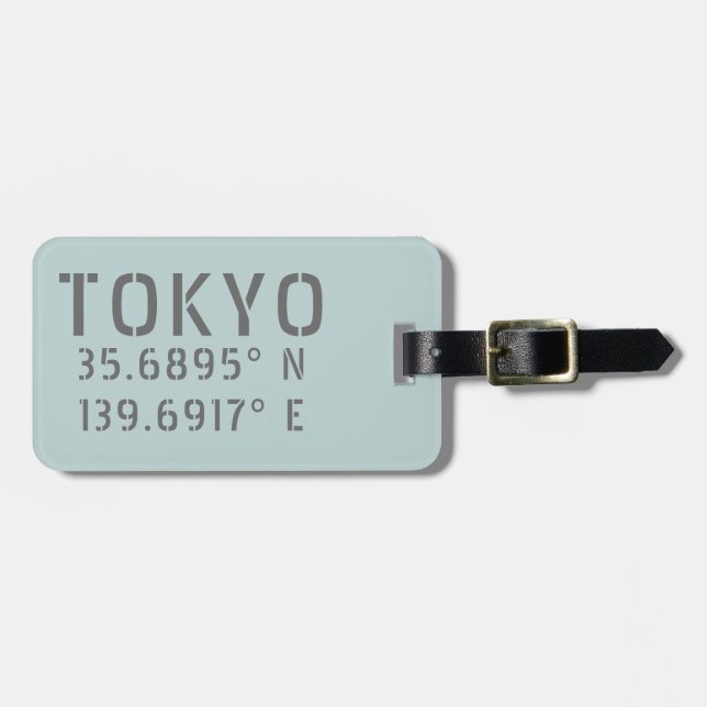 Tokyo Latitude & Longitude Luggage Tag (Front Horizontal)