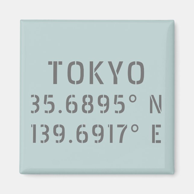 Tokyo Latitude & Longitude Magnet (Front)