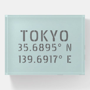 Tokyo Latitude & Longitude Paperweight