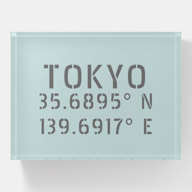 Tokyo Latitude & Longitude   Paperweight (Front)