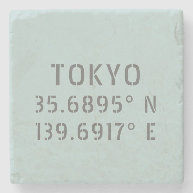 Tokyo Latitude Longitude Stone Coaster (Front)