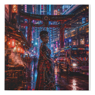 Tokyo Nairobi Midnight — African Japanese Cultural Faux Canvas Print