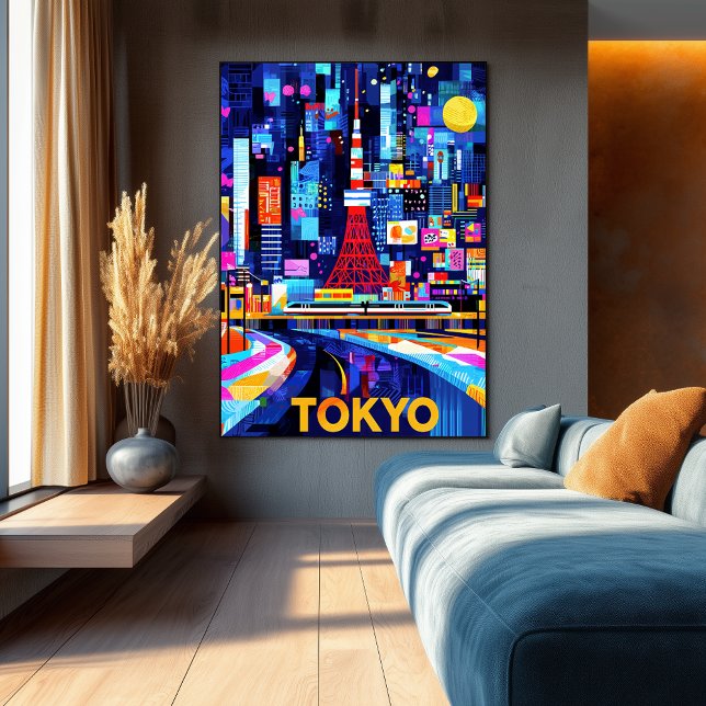 Tokyo Neon Glow – Colorful Geometric Cityscape Poster (Creator Uploaded)