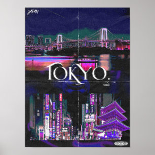 Tokyo Neon Night Skyline Poster – Vibrant Urban Ci
