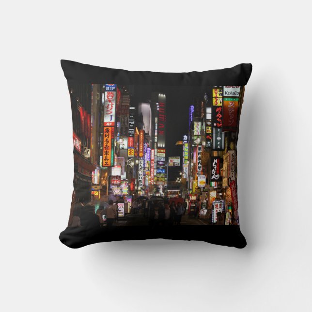 Tokyo neons by night throw pillow (Front)