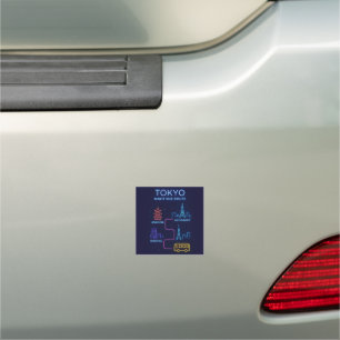 Tokyo Night Bus Route Neon Art – Japan Travel  Car Magnet