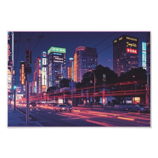 Tokyo Night Neon Retro Vaporwave Poster (Front)
