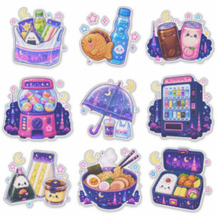 Tokyo Night Snacks Kawaii Vinyl Sticker Set