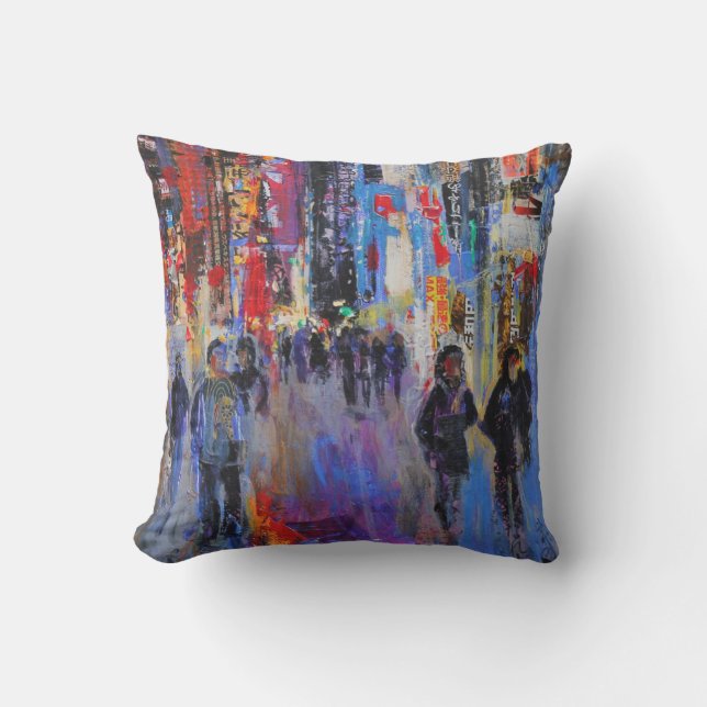 Tokyo Night Throw Pillow (Front)