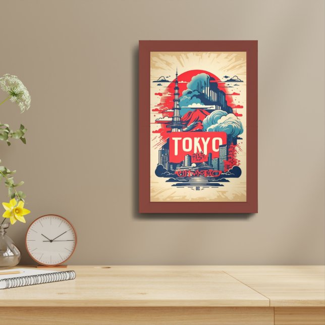 Tokyo on Paint Framed Art (Table Top)