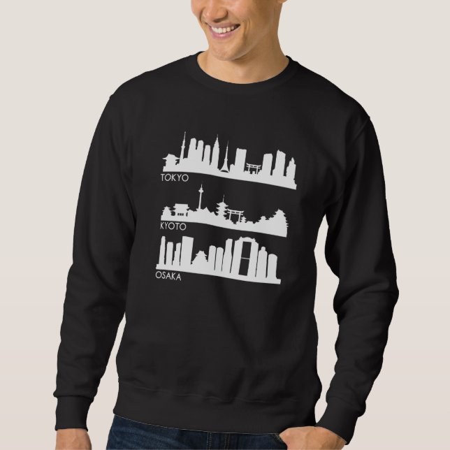 Tokyo Osaka Kyoto Japan Cities Skyline Sweatshirt (Front)