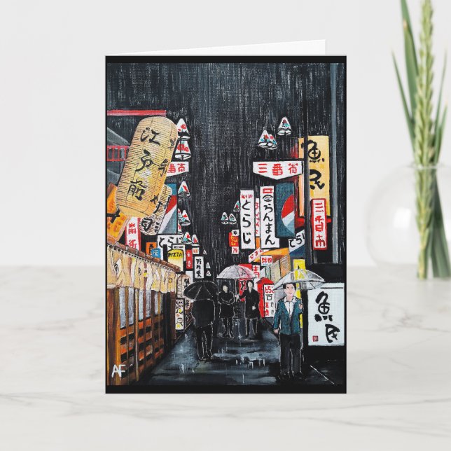 Tokyo Rain Painting by Alfred Fox Card (Front)
