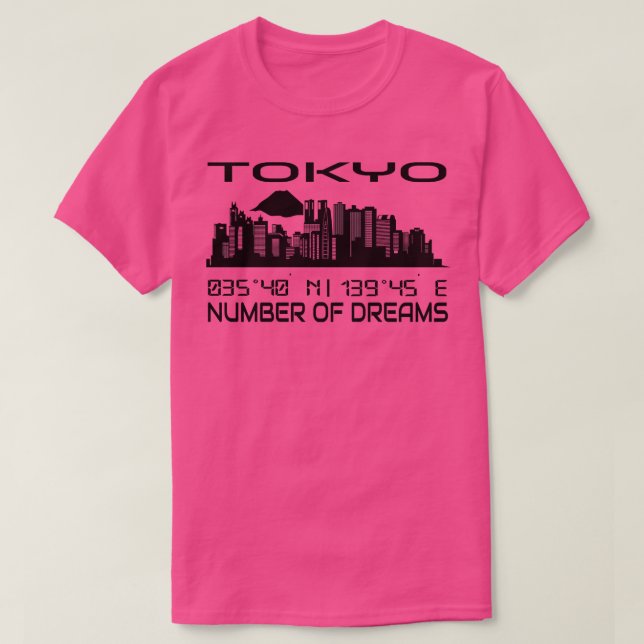 Tokyo Skyline GPS Coordinates Capital City Japan T-Shirt (Design Front)