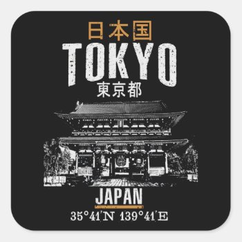 Tokyo Square Sticker by KDRTRAVEL at Zazzle