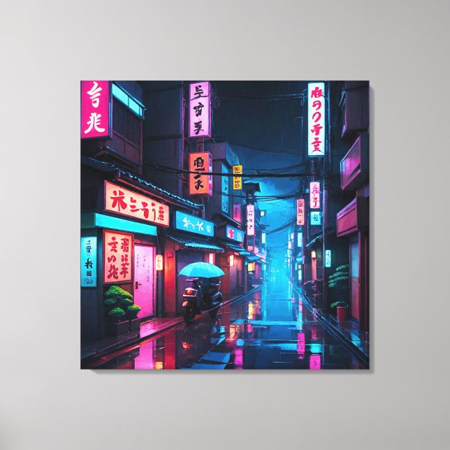 Tokyo Street At Night LoFi Art  Canvas Print (Front)
