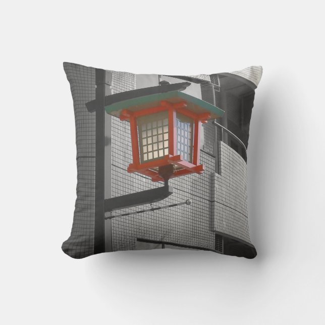 Tokyo Street light Throw Pillow (Front)