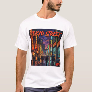 Tokyo Street Neon Anime Cityscape Poster T-Shirt