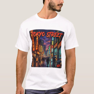 Tokyo Street Neon Anime Cityscape Poster T-Shirt