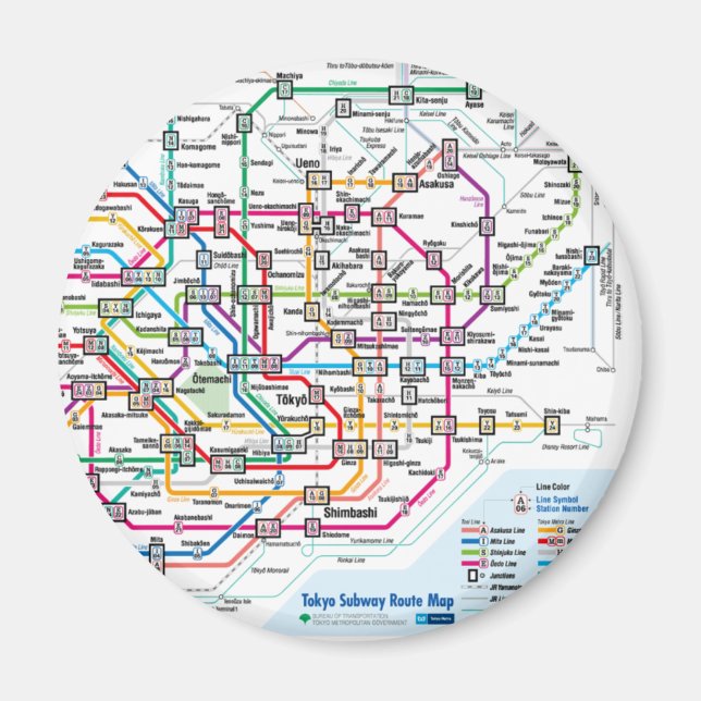 Tokyo Subway Map Fridge Magnet (Front)