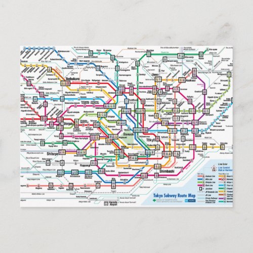 Tokyo Subway Map Postcard