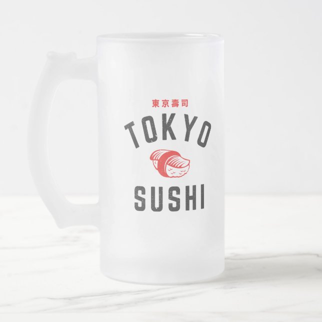Tokyo Sushi Frosted Glass Beer Mug (Left)