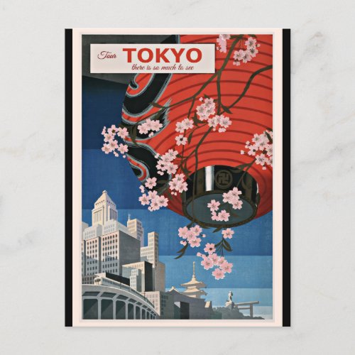 Tokyo Tour vintage travel poster Postcard