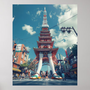 Tokyo Tower Fantasy Surreal Cityscape Poster